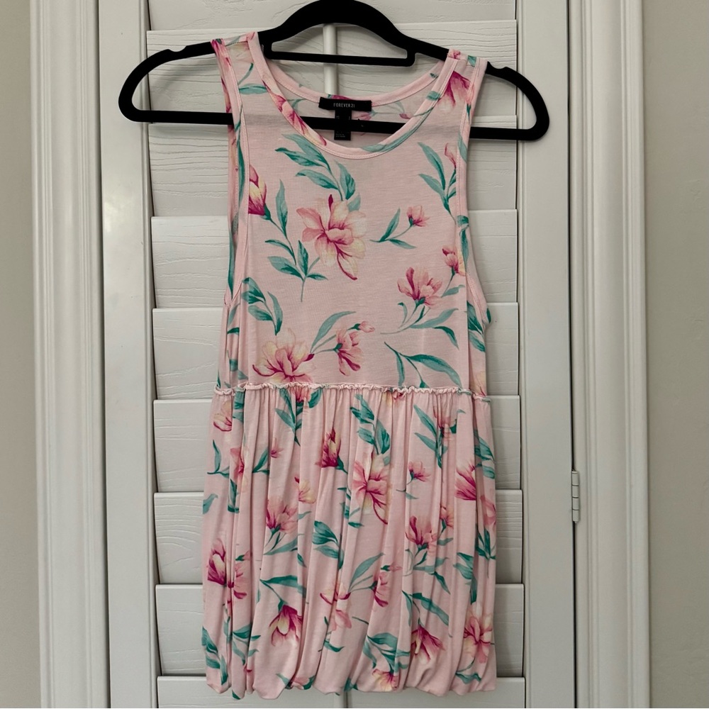 FOREVER 21 Rayon Sleeveless Floral Pink  Top Size S